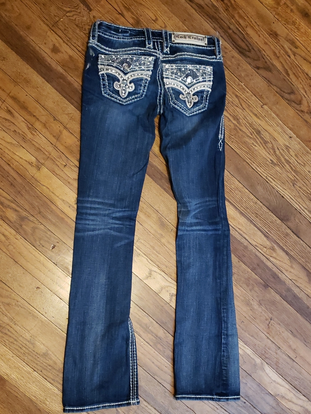 Rock Revival Dark Blue Embellished Boot Cut Jeans - Picture 5 of 7